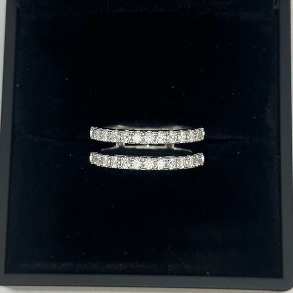 Moissanite Diamond Wedding Ring Enhancer GRA Double Row Band Brilliant Size 8 - Picture 8 of 12